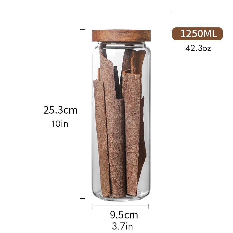Glass Storage Bottles with Wooden Lids