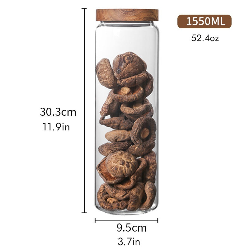 Glass Storage Bottles with Wooden Lids