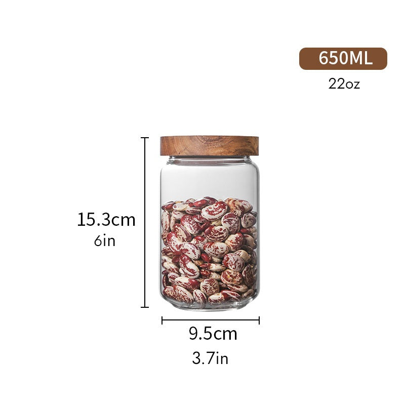 Glass Storage Bottles with Wooden Lids