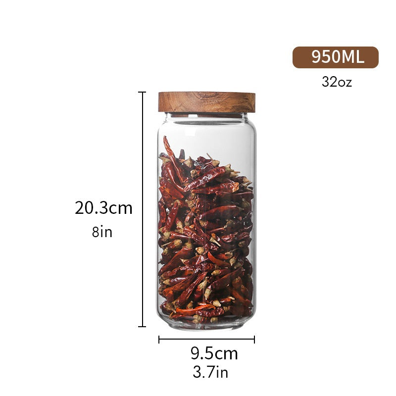 Glass Storage Bottles with Wooden Lids