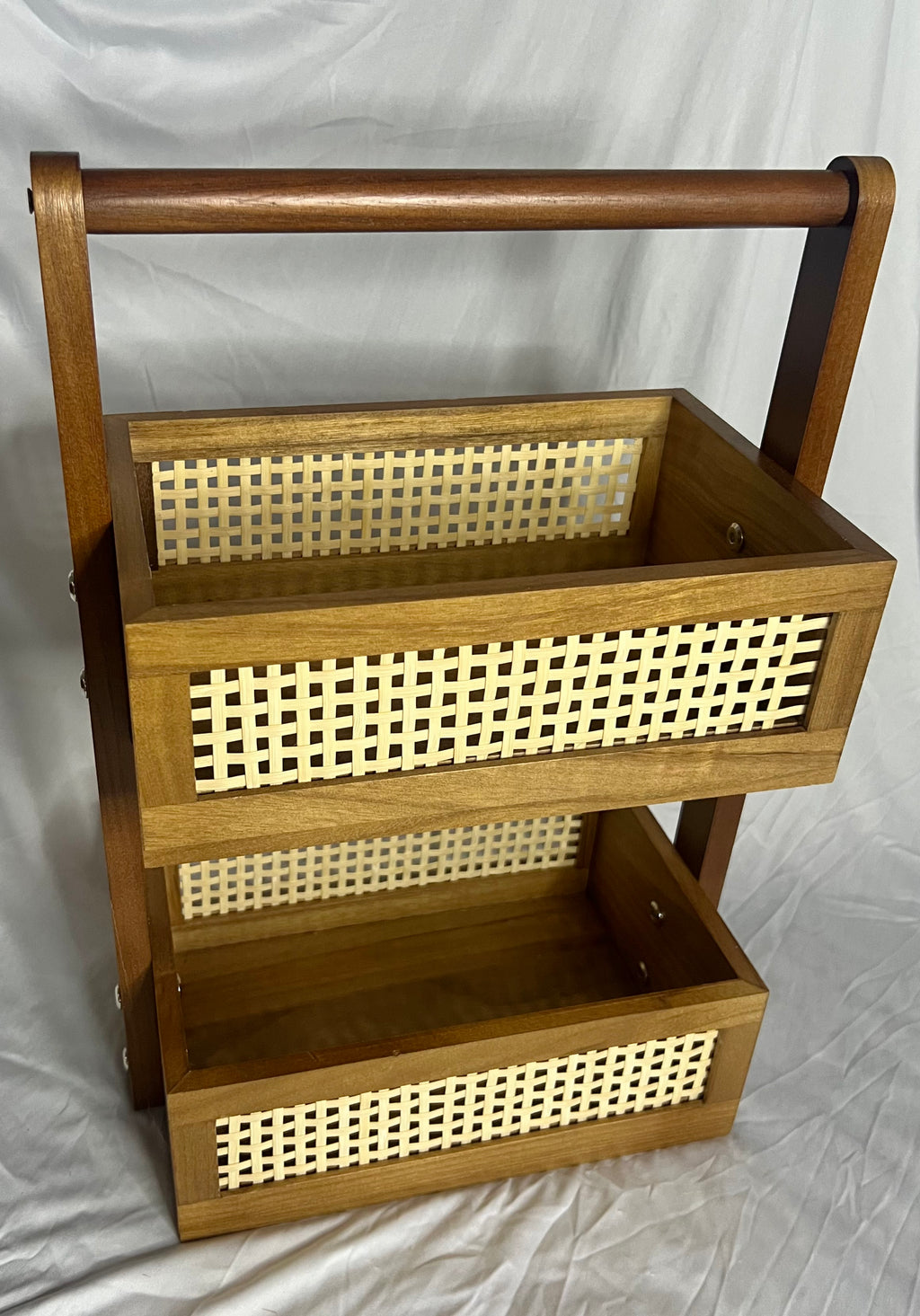 Double-Layer Solid Wood Storage Rack