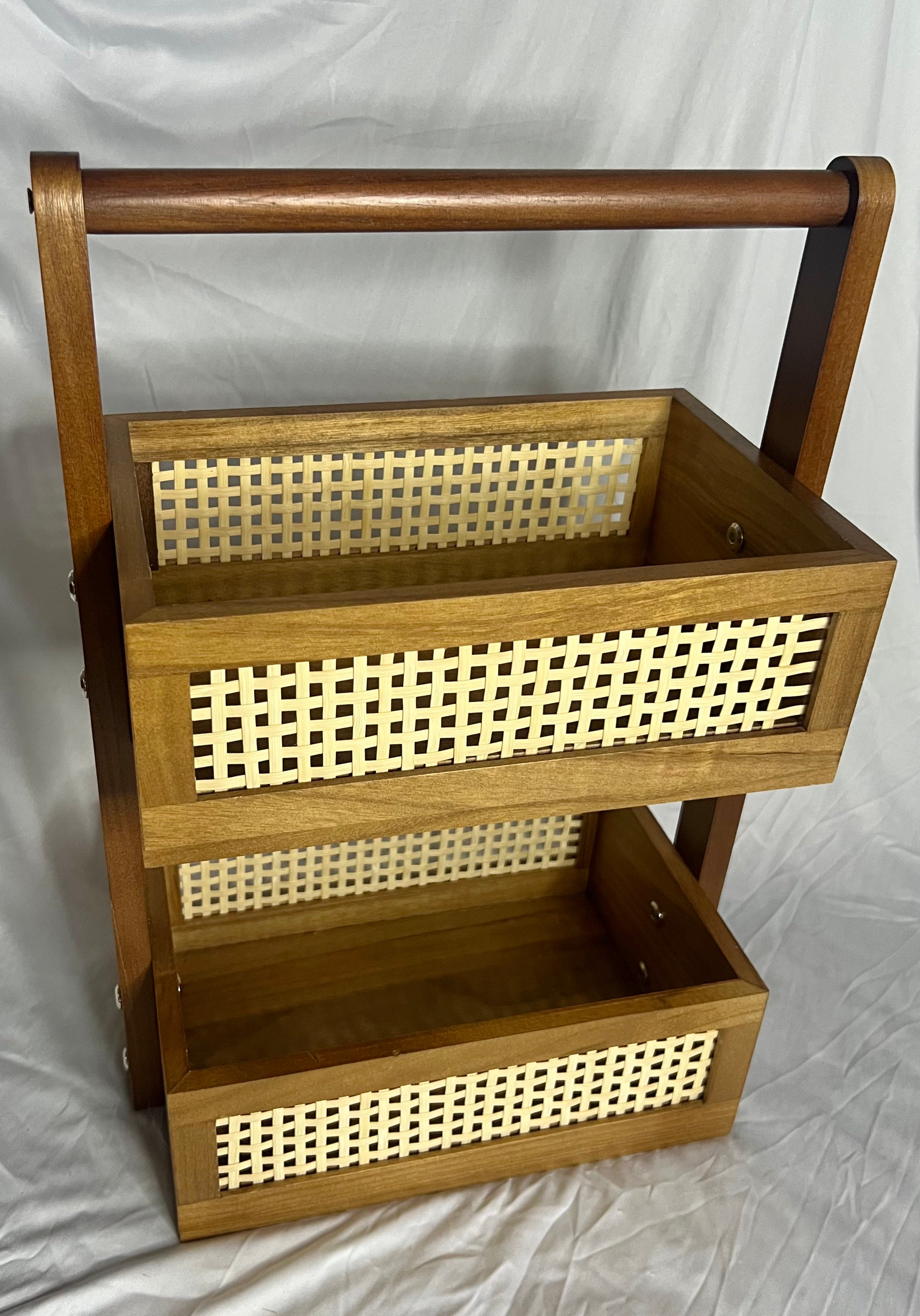 Double-Layer Solid Wood Storage Rack
