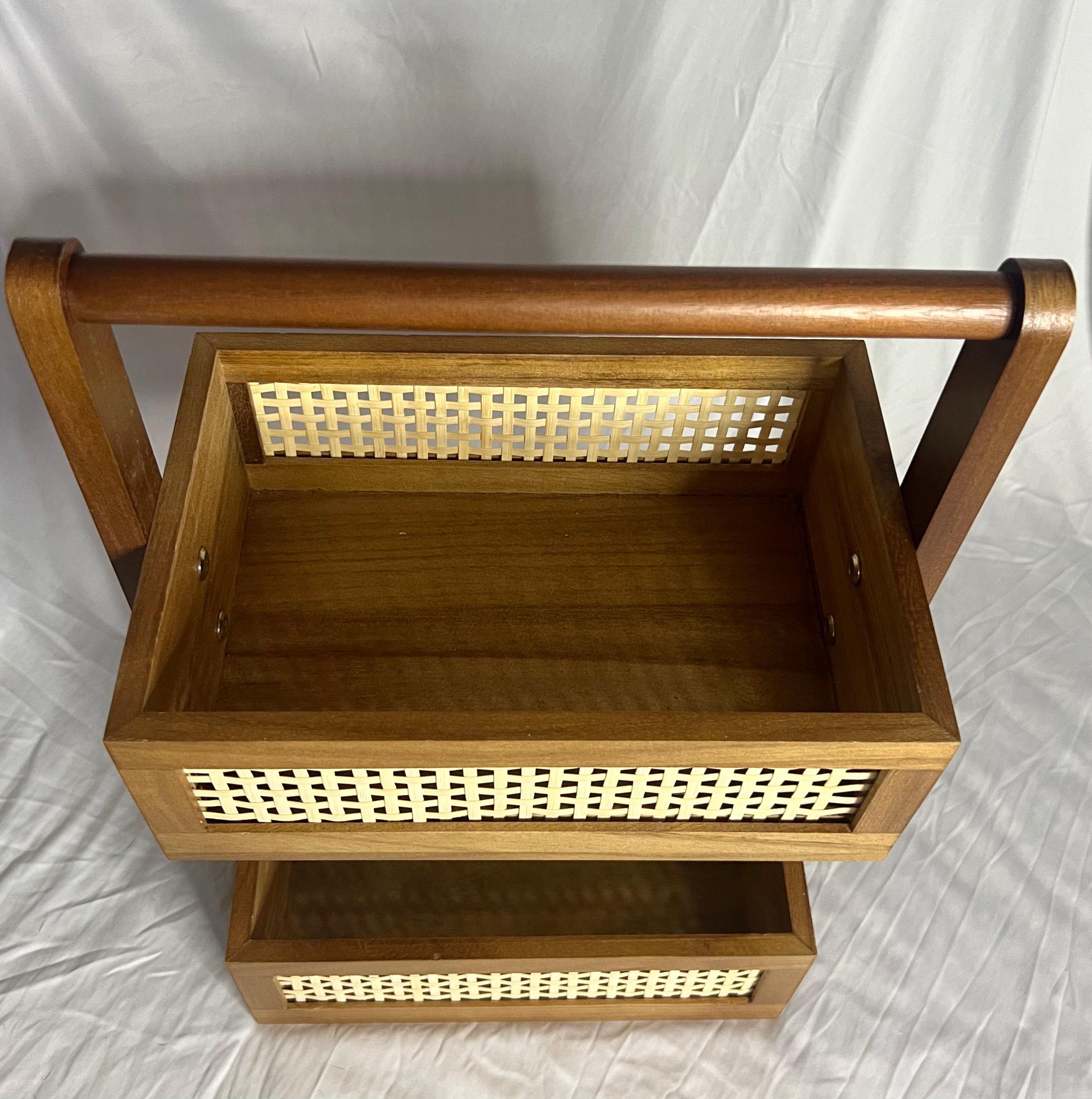 Double-Layer Solid Wood Storage Rack