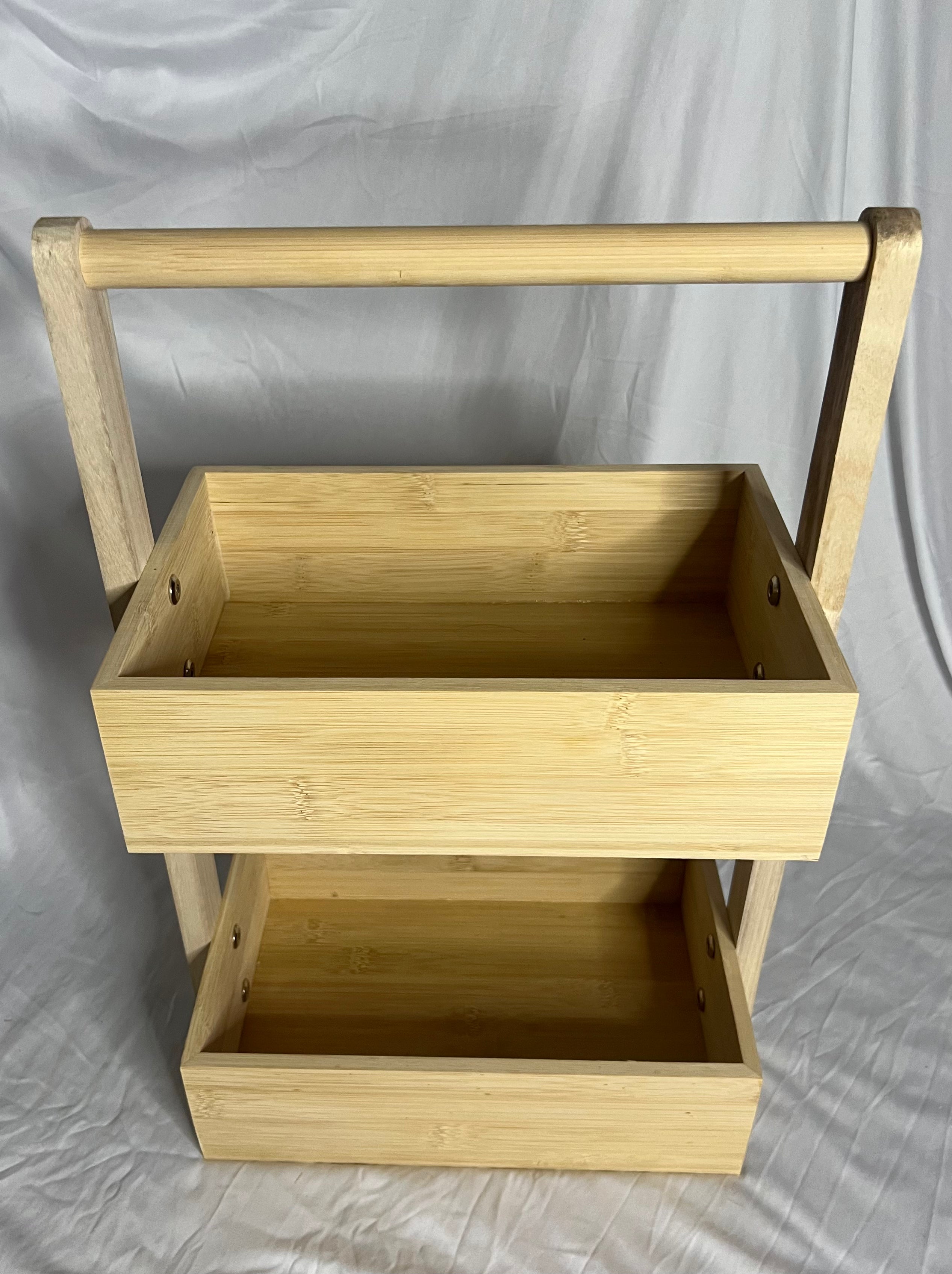 Double-Layer Solid Wood Storage Rack