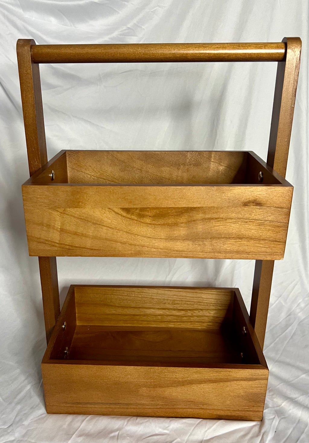 Double-Layer Solid Wood Storage Rack