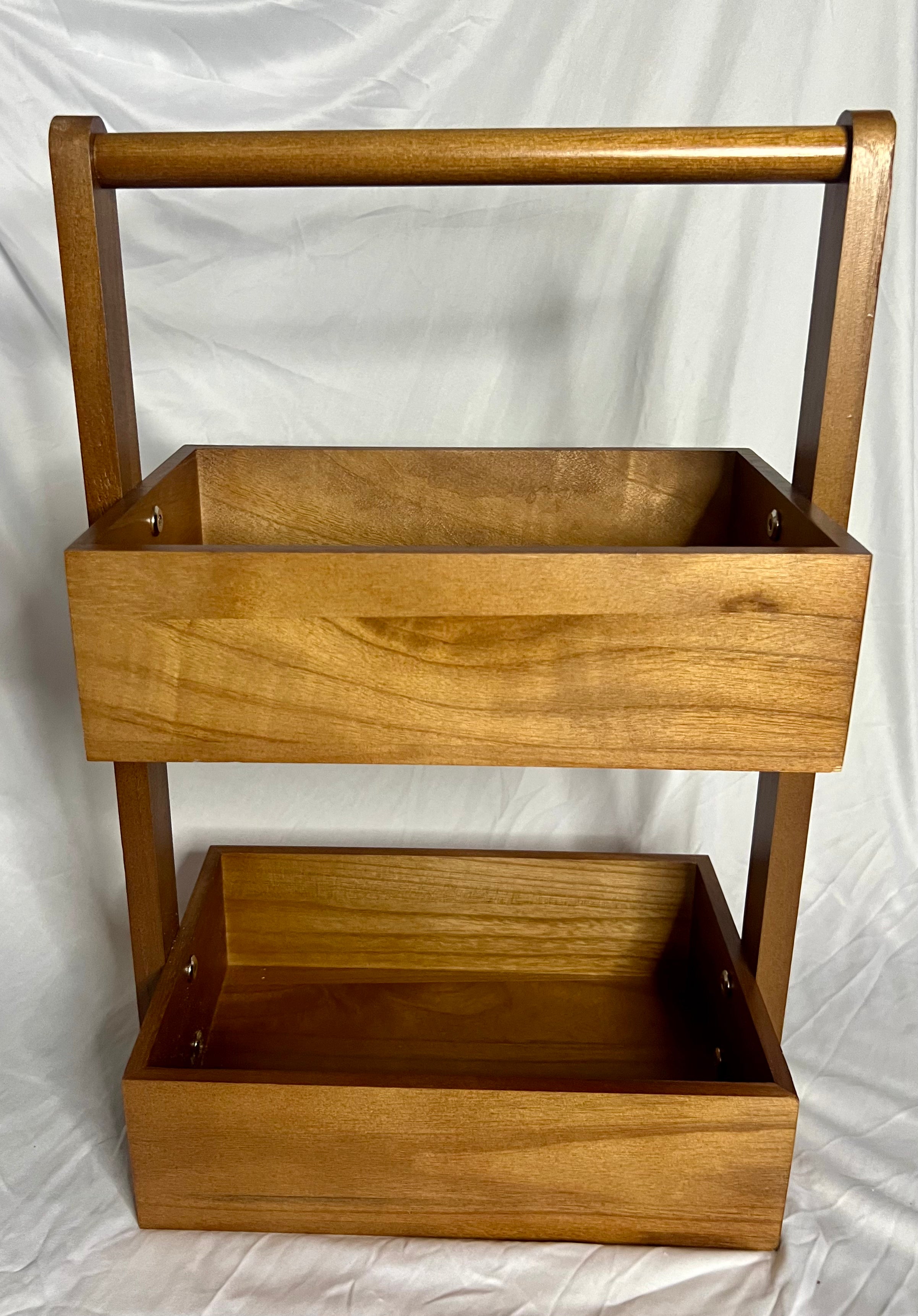 Double-Layer Solid Wood Storage Rack