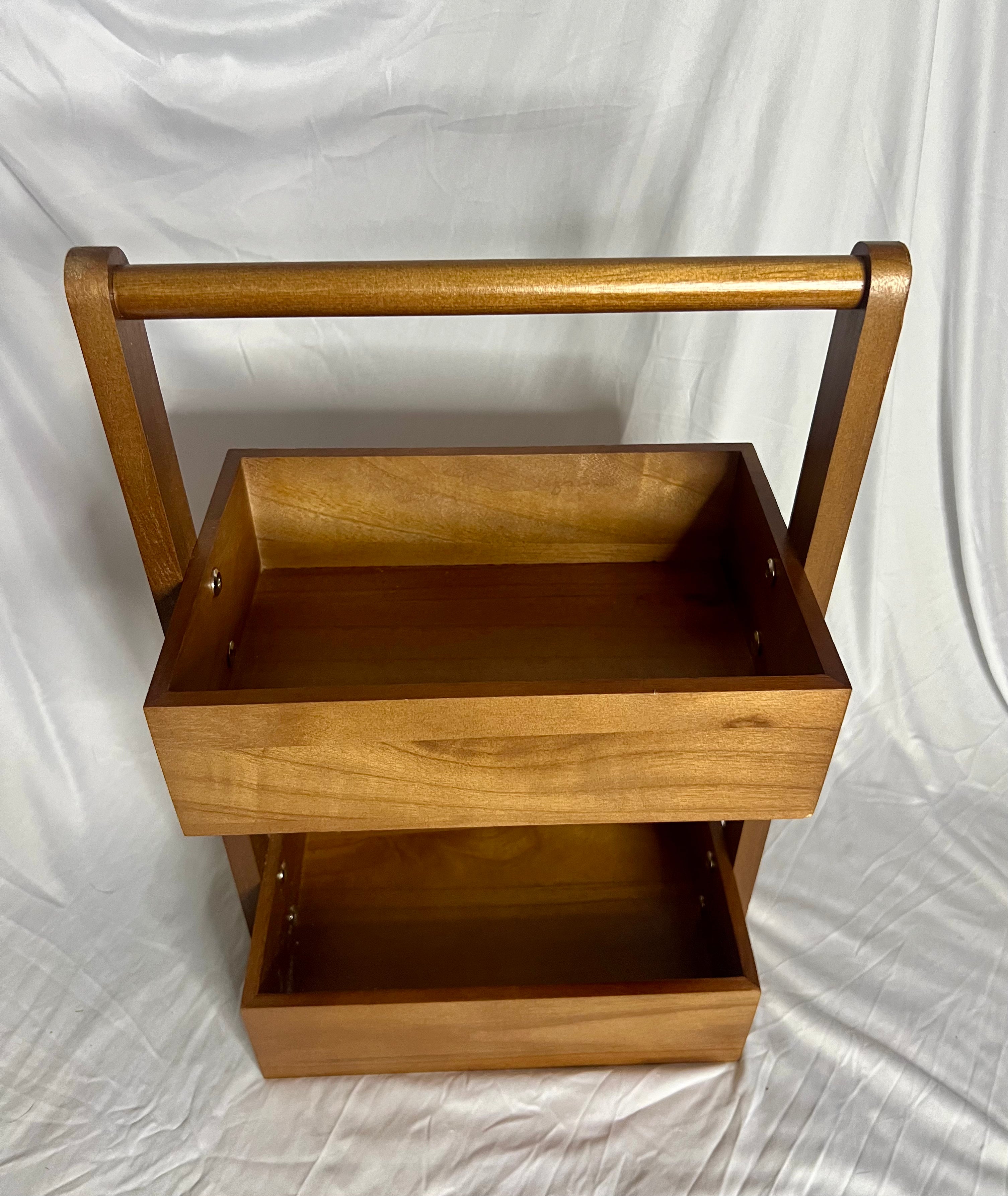 Double-Layer Solid Wood Storage Rack